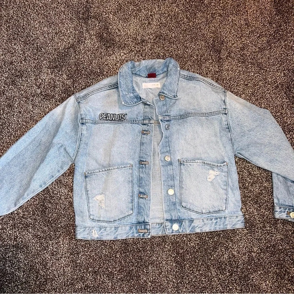Zara Girls Peanuts Snoopy Denim Jean Jacket AND Hoodie SIZE 11-12 ❤️ - Picture 2 of 9